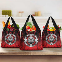Aotearoa Bulldog Grocery Bag New Zealand Kowhaiwhai Tribal LT9 3-pack One Size Red - Polynesian Pride