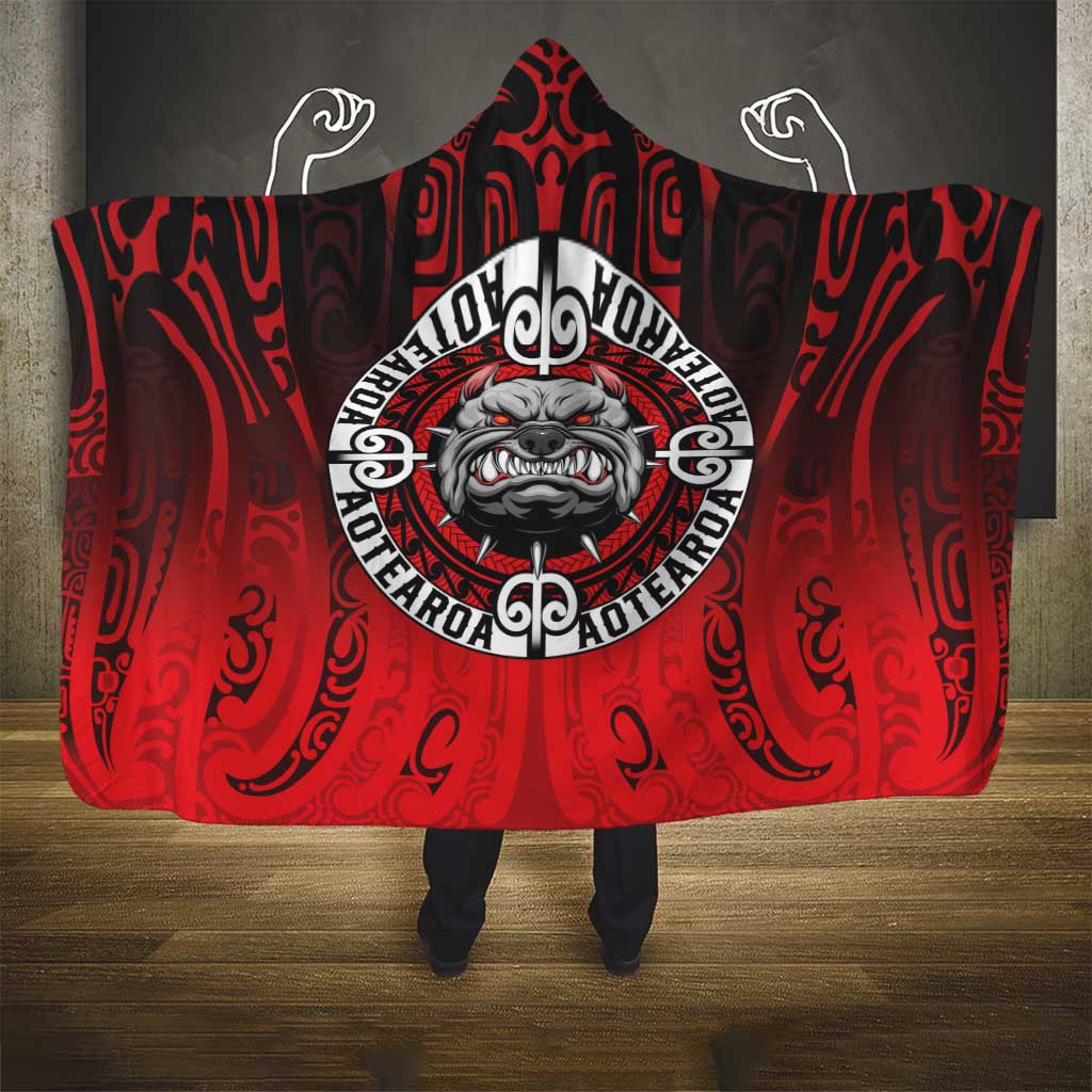 Aotearoa Bulldog Hooded Blanket New Zealand Kowhaiwhai Tribal LT9 - Polynesian Pride