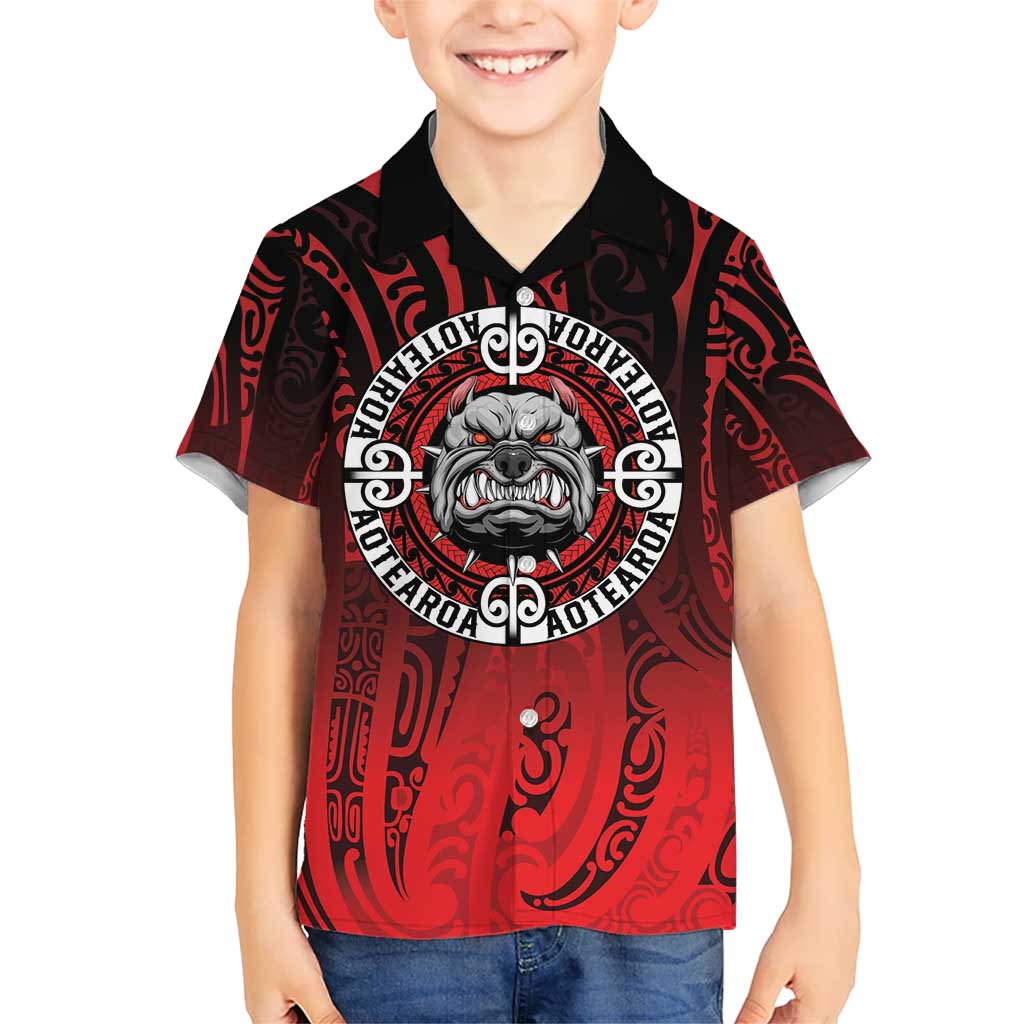 Aotearoa Bulldog Kid Hawaiian Shirt New Zealand Kowhaiwhai Tribal LT9 Kid Red - Polynesian Pride