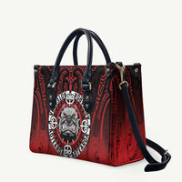 Aotearoa Bulldog Leather Bag New Zealand Kowhaiwhai Tribal LT9 Red - Polynesian Pride