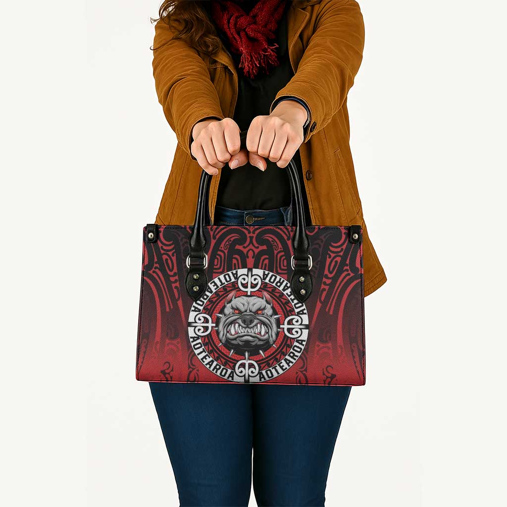 Aotearoa Bulldog Leather Bag New Zealand Kowhaiwhai Tribal LT9 - Polynesian Pride