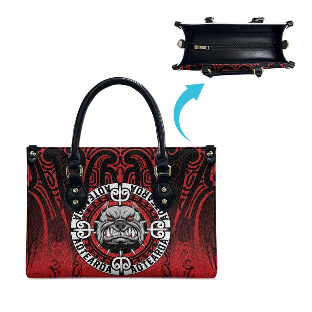 Aotearoa Bulldog Leather Bag New Zealand Kowhaiwhai Tribal LT9 - Polynesian Pride