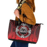 Aotearoa Bulldog Leather Tote Bag New Zealand Kowhaiwhai Tribal LT9 Red - Polynesian Pride