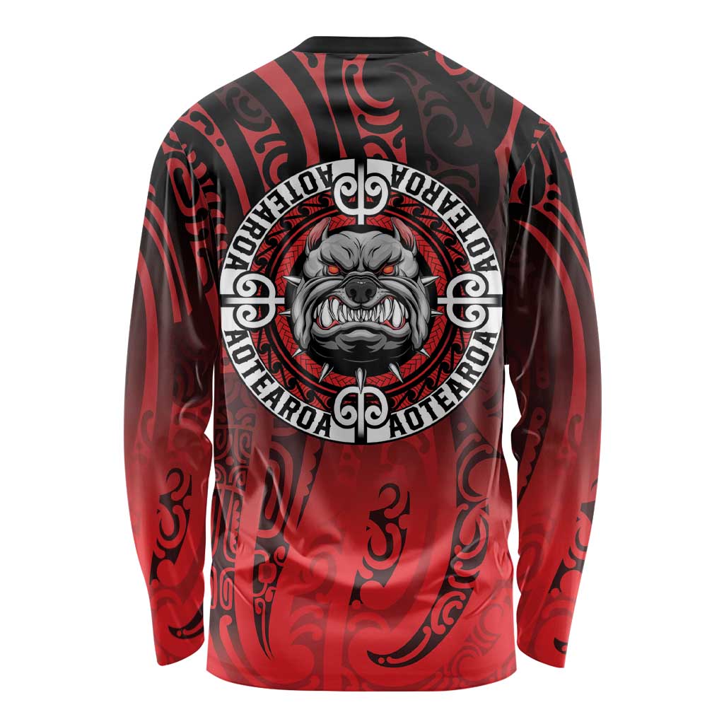 Aotearoa Bulldog Long Sleeve Shirt New Zealand Kowhaiwhai Tribal LT9 - Polynesian Pride