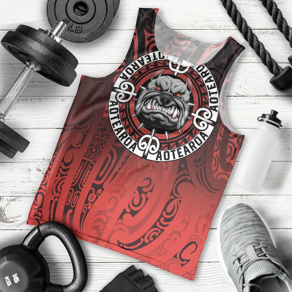 Aotearoa Bulldog Men Tank Top New Zealand Kowhaiwhai Tribal LT9 - Polynesian Pride