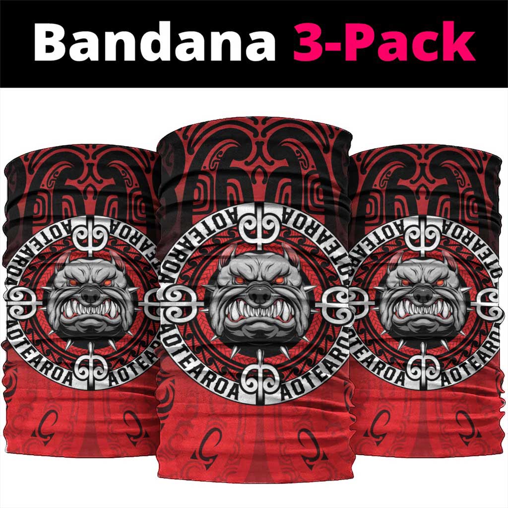 Aotearoa Bulldog Neck Gaiter New Zealand Kowhaiwhai Tribal LT9 package One Size: 25*50cm Red - Polynesian Pride