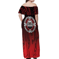 Aotearoa Bulldog Off Shoulder Maxi Dress New Zealand Kowhaiwhai Tribal LT9 - Polynesian Pride