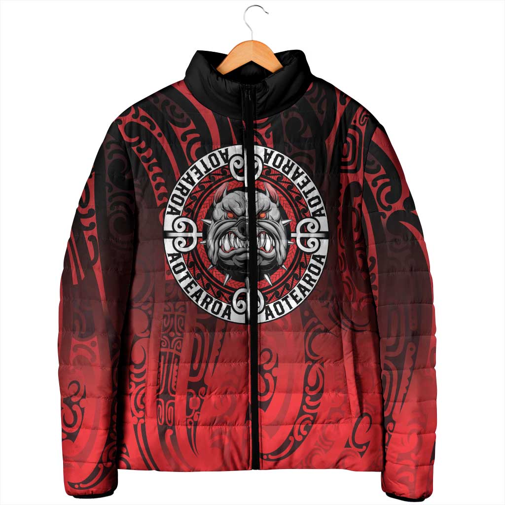 Aotearoa Bulldog Padded Jacket New Zealand Kowhaiwhai Tribal LT9 - Polynesian Pride