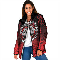 Aotearoa Bulldog Padded Jacket New Zealand Kowhaiwhai Tribal LT9 Women Red - Polynesian Pride