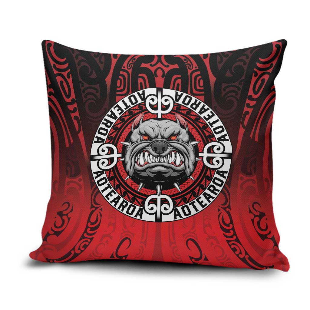 Aotearoa Bulldog Pillow Cover New Zealand Kowhaiwhai Tribal LT9 Red - Polynesian Pride