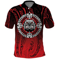 Aotearoa Bulldog Polo Shirt New Zealand Kowhaiwhai Tribal LT9 Red - Polynesian Pride