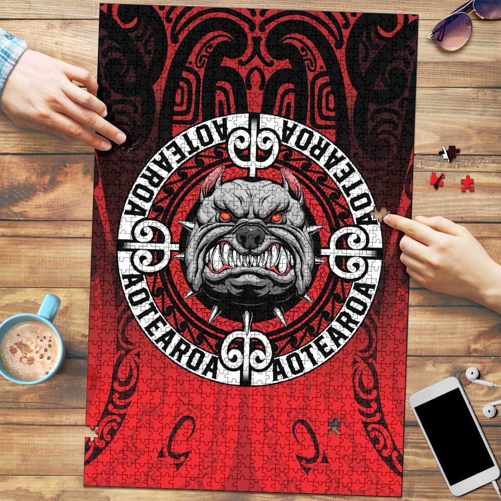 Aotearoa Bulldog Puzzle New Zealand Kowhaiwhai Tribal LT9 Red - Polynesian Pride