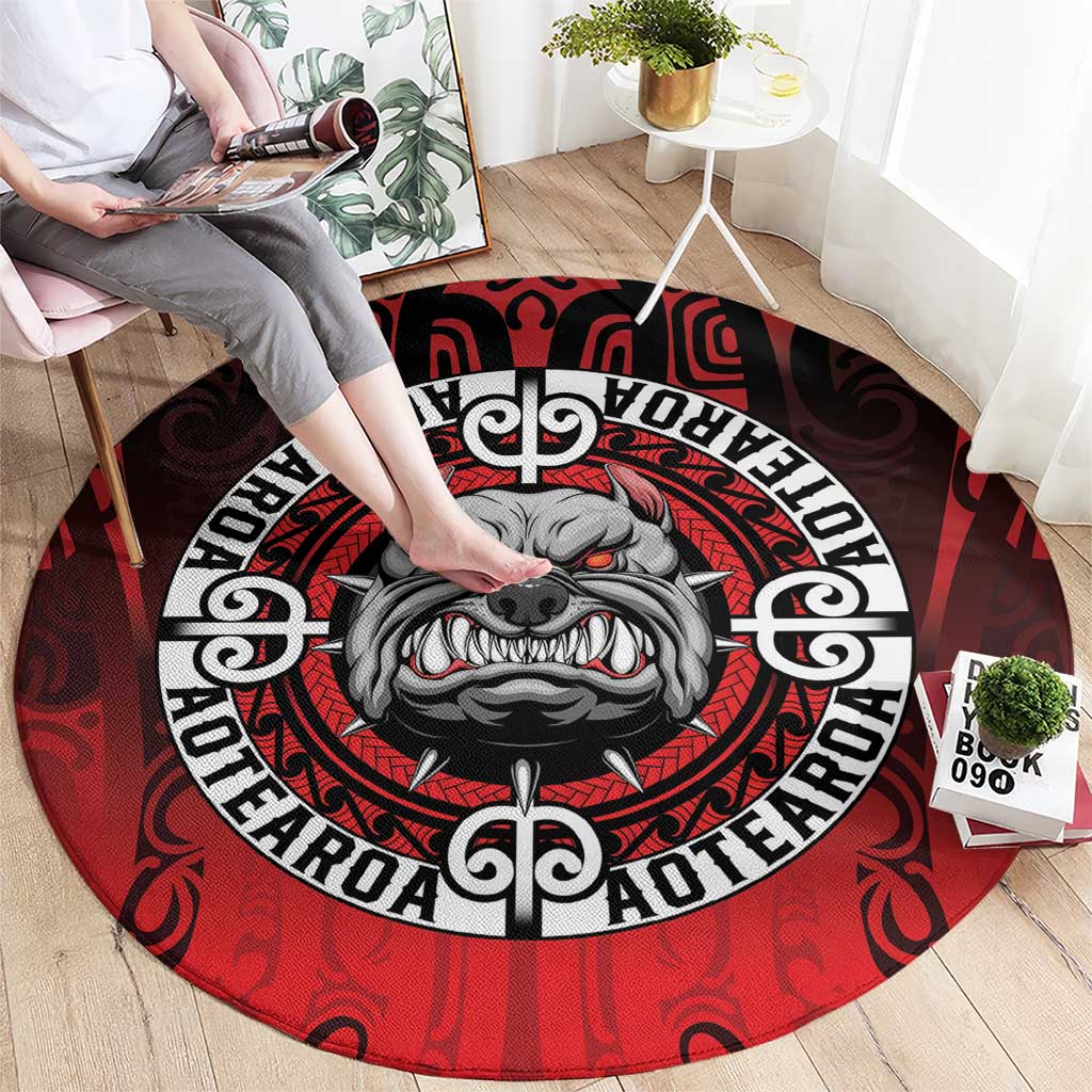 Aotearoa Bulldog Round Carpet New Zealand Kowhaiwhai Tribal LT9 - Polynesian Pride