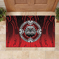 Aotearoa Bulldog Rubber Doormat New Zealand Kowhaiwhai Tribal LT9 Red - Polynesian Pride