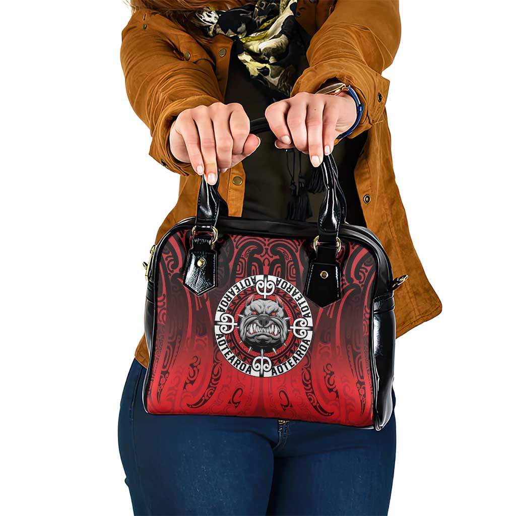 Aotearoa Bulldog Shoulder Handbag New Zealand Kowhaiwhai Tribal LT9 One Size Red - Polynesian Pride