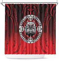 Aotearoa Bulldog Shower Curtain New Zealand Kowhaiwhai Tribal LT9 Red - Polynesian Pride