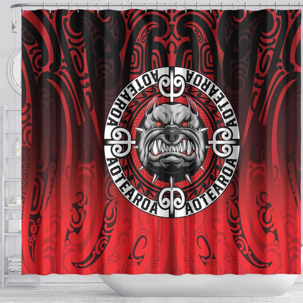Aotearoa Bulldog Shower Curtain New Zealand Kowhaiwhai Tribal LT9 - Polynesian Pride
