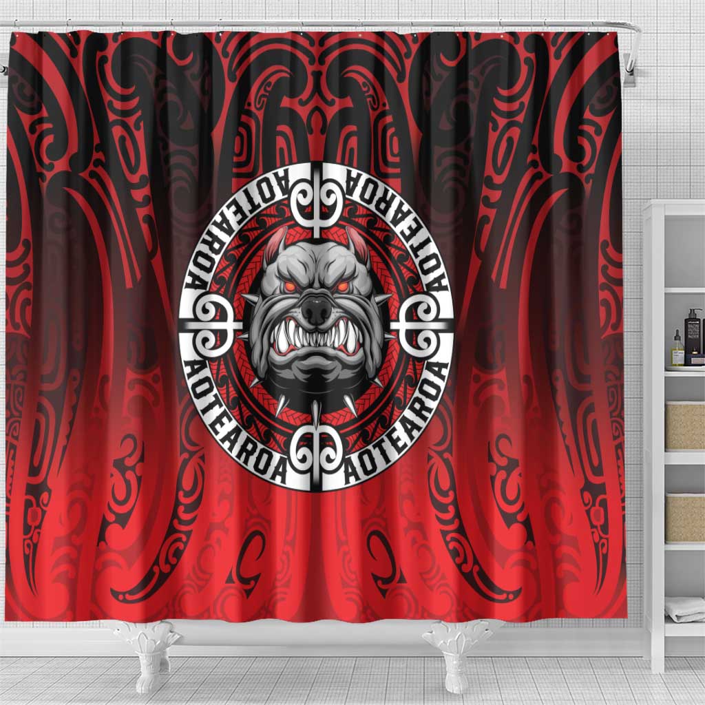 Aotearoa Bulldog Shower Curtain New Zealand Kowhaiwhai Tribal LT9 - Polynesian Pride