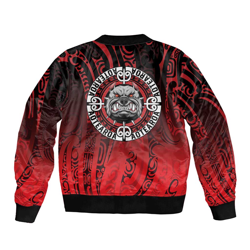 Aotearoa Bulldog Sleeve Zip Bomber Jacket New Zealand Kowhaiwhai Tribal LT9 - Polynesian Pride