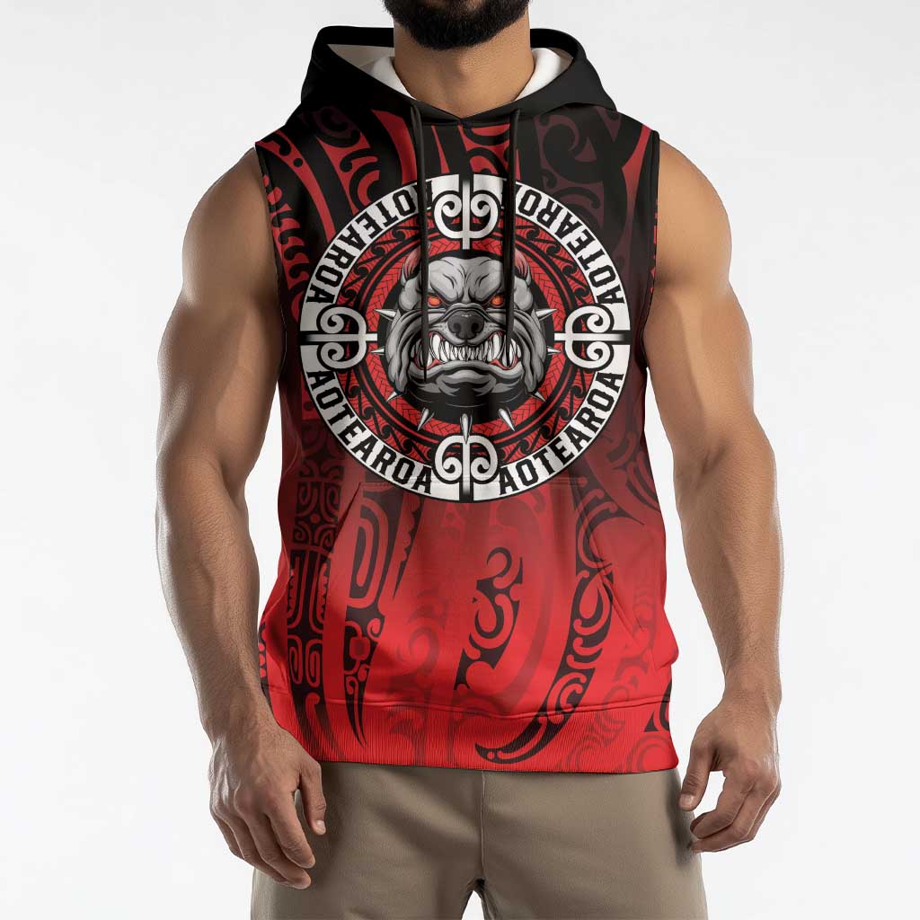 Aotearoa Bulldog Sleeveless Hoodie New Zealand Kowhaiwhai Tribal LT9 - Polynesian Pride