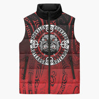 Aotearoa Bulldog Sleeveless Puffer Jacket New Zealand Kowhaiwhai Tribal LT9 Unisex Red - Polynesian Pride