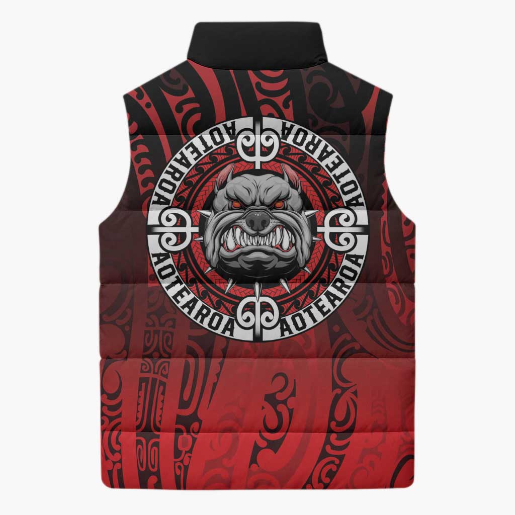 Aotearoa Bulldog Sleeveless Puffer Jacket New Zealand Kowhaiwhai Tribal LT9 - Polynesian Pride