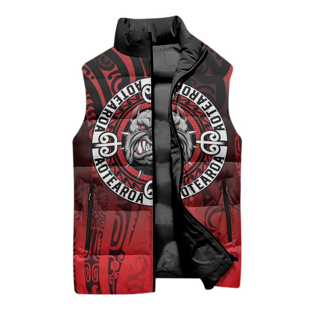Aotearoa Bulldog Sleeveless Puffer Jacket New Zealand Kowhaiwhai Tribal LT9 - Polynesian Pride
