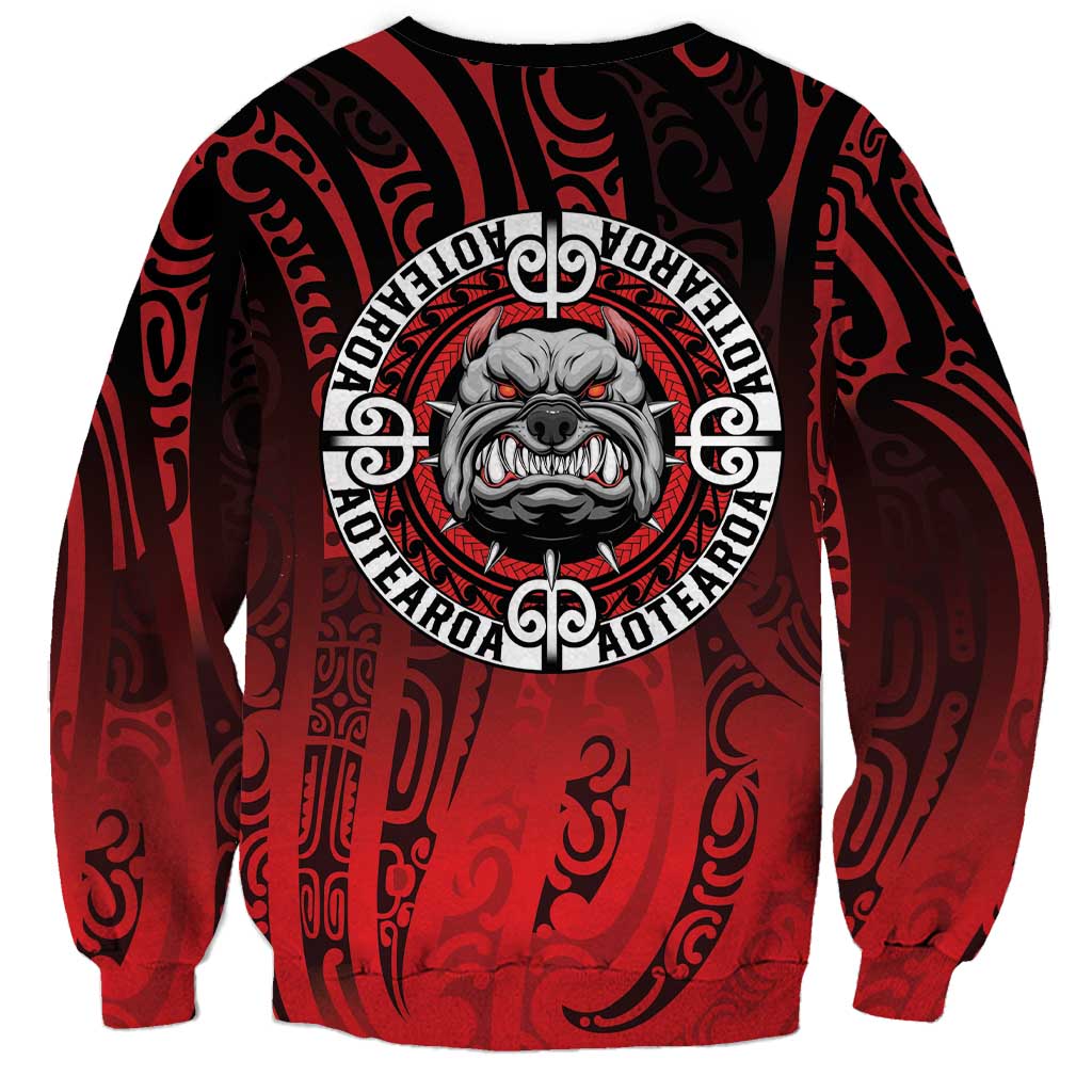 Aotearoa Bulldog Sweatshirt New Zealand Kowhaiwhai Tribal LT9 - Polynesian Pride