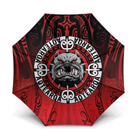 Aotearoa Bulldog Umbrella New Zealand Kowhaiwhai Tribal LT9 One Size Folded 11.42 inch Opened Diameter 37.4 inch Red - Polynesian Pride