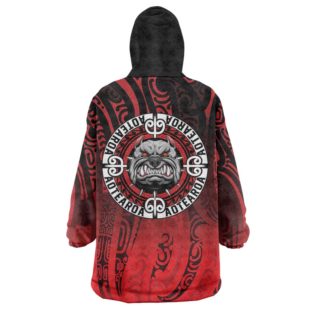 Aotearoa Bulldog Wearable Blanket Hoodie New Zealand Kowhaiwhai Tribal LT9 - Polynesian Pride