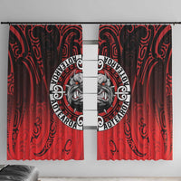 Aotearoa Bulldog Window Curtain New Zealand Kowhaiwhai Tribal LT9 With Hooks Red - Polynesian Pride