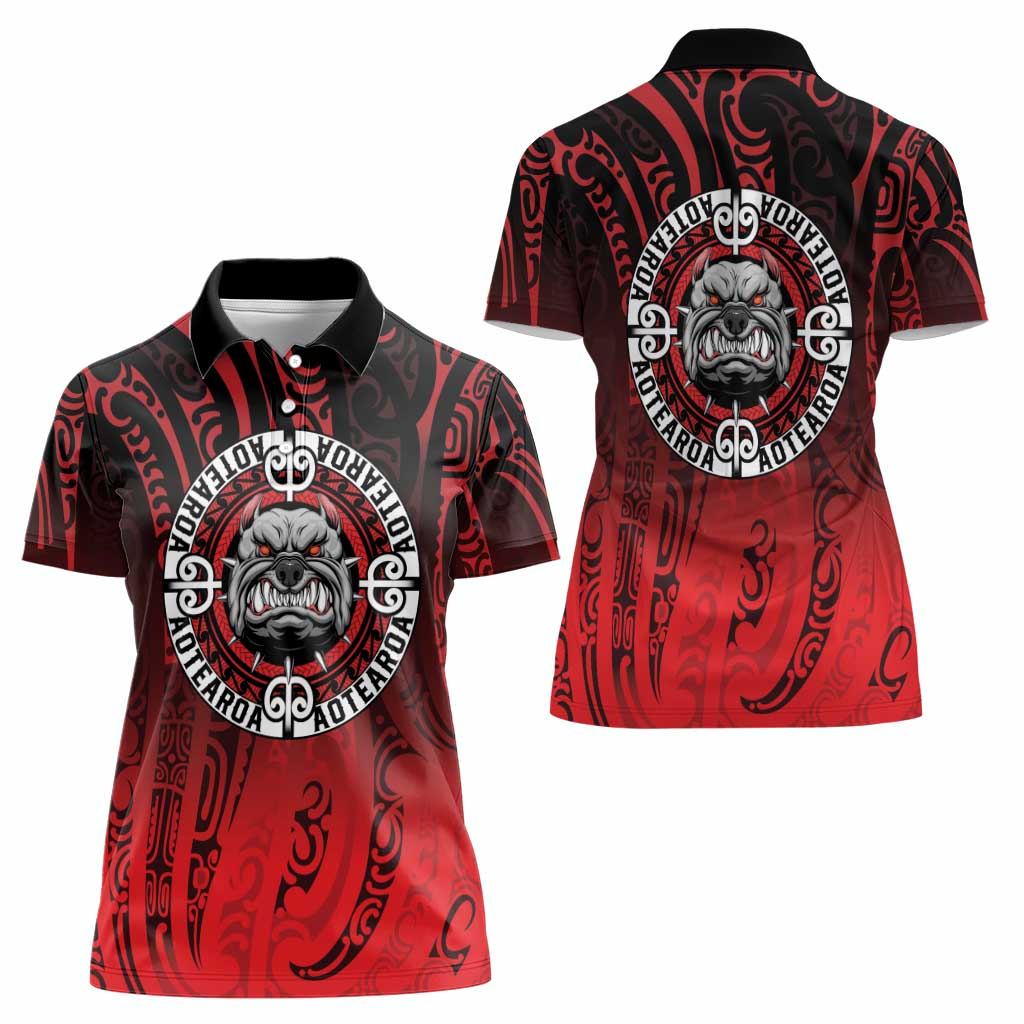 Aotearoa Bulldog Women Polo Shirt New Zealand Kowhaiwhai Tribal LT9 - Polynesian Pride