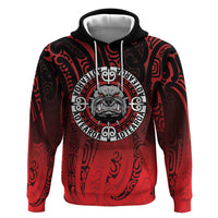 Aotearoa Bulldog Zip Hoodie New Zealand Kowhaiwhai Tribal LT9 Pullover Hoodie Red - Polynesian Pride