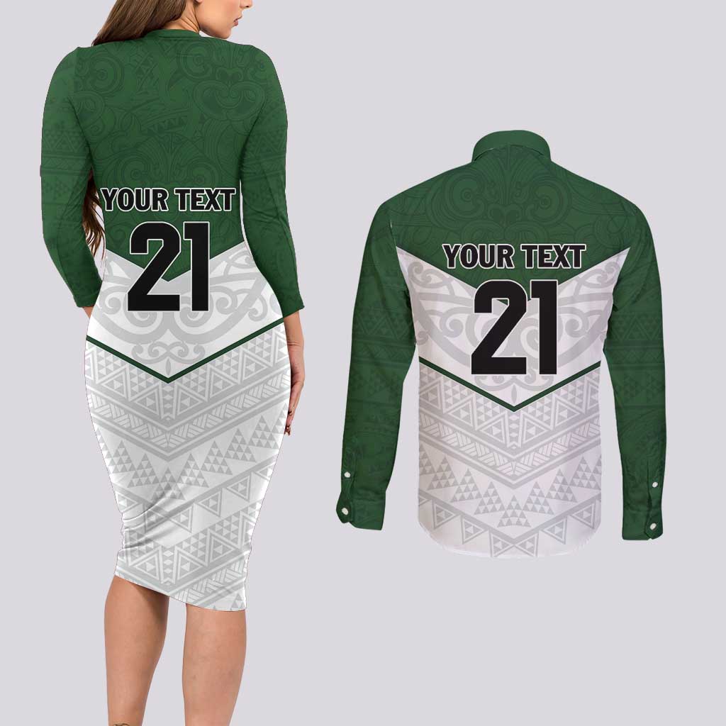 Custom New Zealand Maori Niho Taniwha Couples Matching Long Sleeve Bodycon Dress and Long Sleeve Button Shirt LT9 - Polynesian Pride
