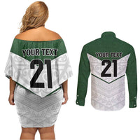 Custom New Zealand Maori Niho Taniwha Couples Matching Off Shoulder Short Dress and Long Sleeve Button Shirt LT9 - Polynesian Pride