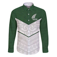 Custom New Zealand Maori Niho Taniwha Family Matching Mermaid Dress and Hawaiian Shirt LT9 Dad's Shirt - Long Sleeve Green - Polynesian Pride