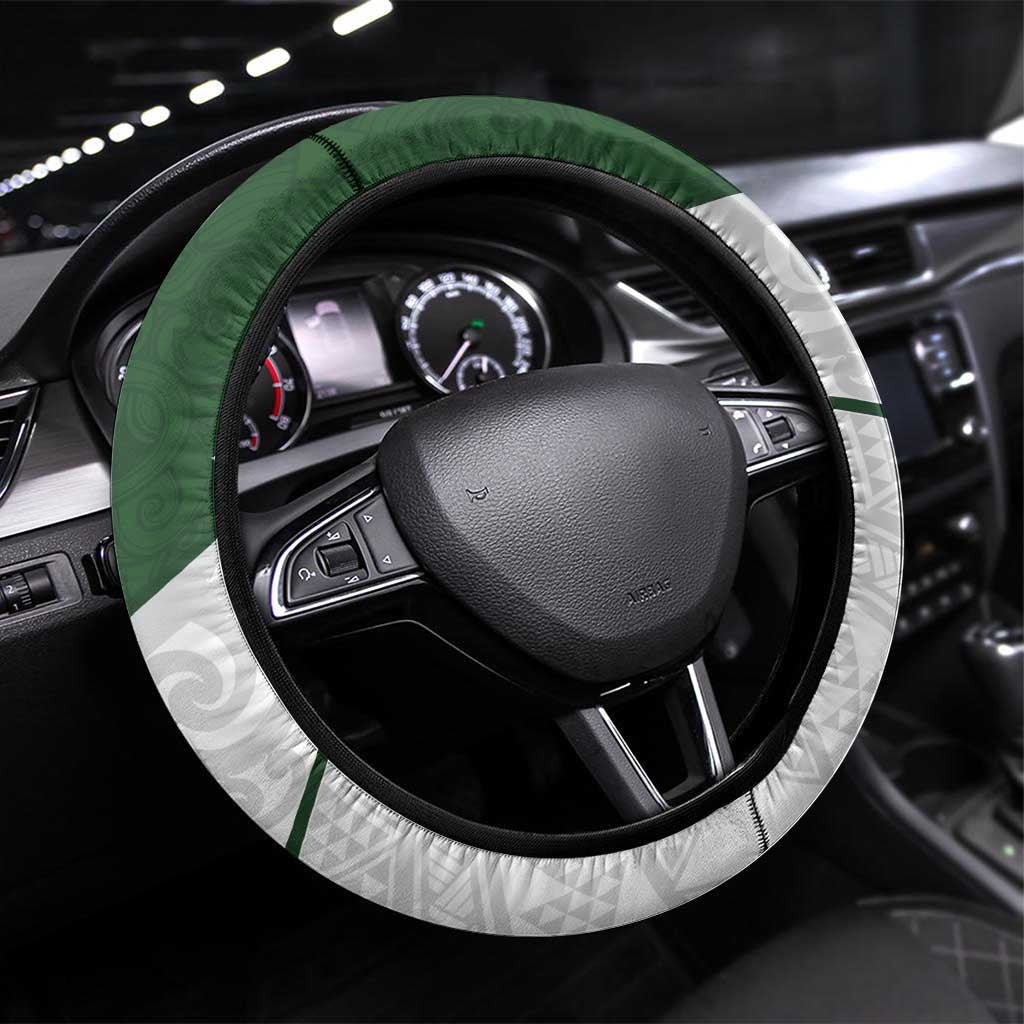New Zealand Maori Niho Taniwha Steering Wheel Cover LT9 Universal Fit Green - Polynesian Pride