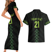 Custom New Zealand Maori Koru Koiri Motif Couples Matching Short Sleeve Bodycon Dress and Hawaiian Shirt