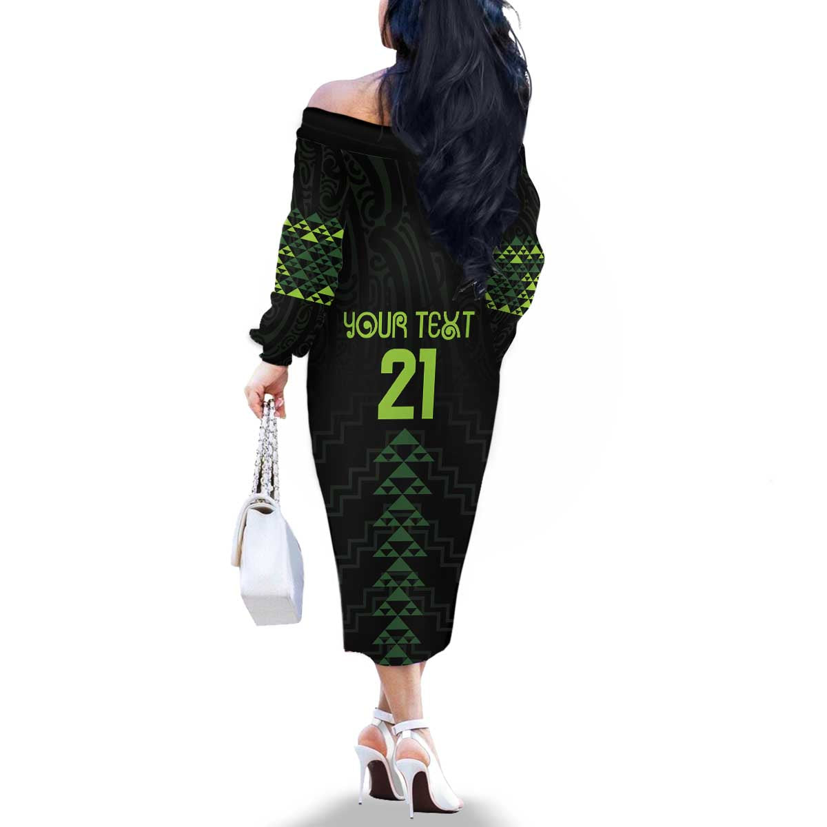 Custom New Zealand Maori Koru Koiri Motif Family Matching Off The Shoulder Long Sleeve Dress and Hawaiian Shirt