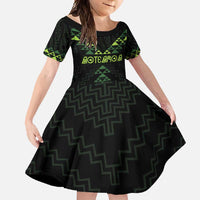 Custom New Zealand Maori Koru Koiri Motif Family Matching Off Shoulder Maxi Dress and Hawaiian Shirt LT9 Daughter's Dress Green - Polynesian Pride