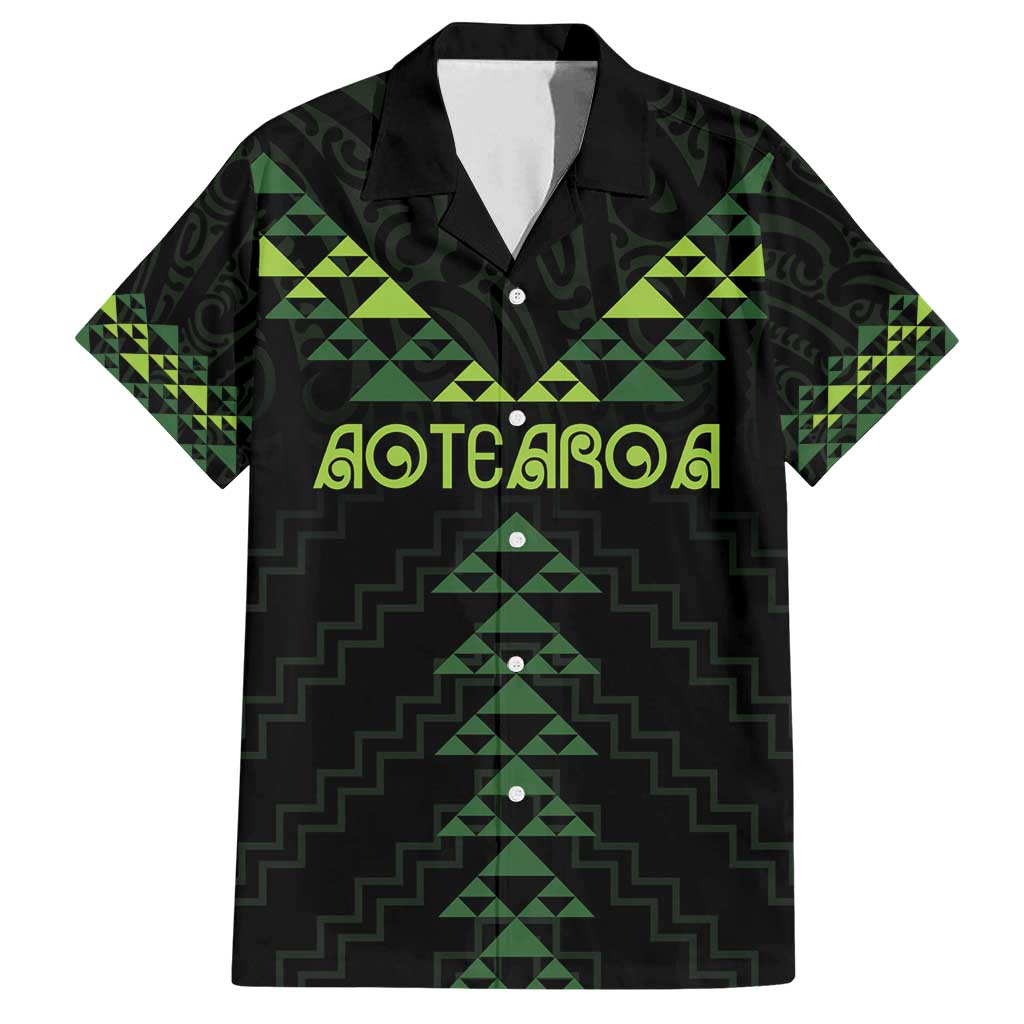 Custom New Zealand Maori Koru Koiri Motif Family Matching Off Shoulder Maxi Dress and Hawaiian Shirt LT9 Dad's Shirt - Short Sleeve Green - Polynesian Pride