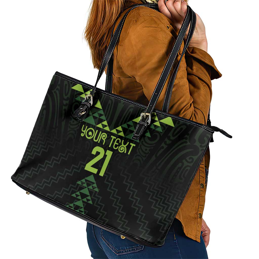 Custom New Zealand Maori Koru Koiri Motif Leather Tote Bag