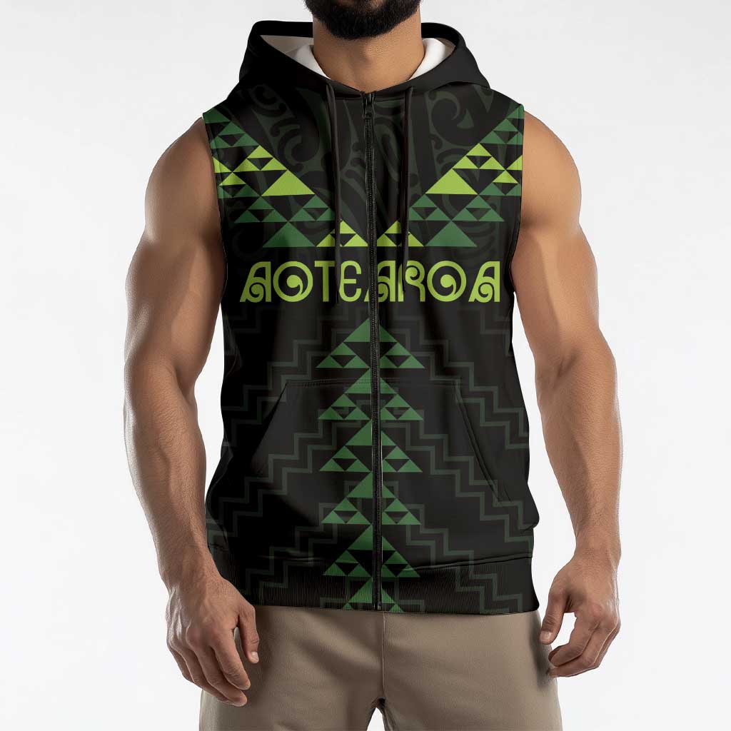 Custom New Zealand Maori Koru Koiri Motif Sleeveless Zip Hoodie LT9 - Polynesian Pride
