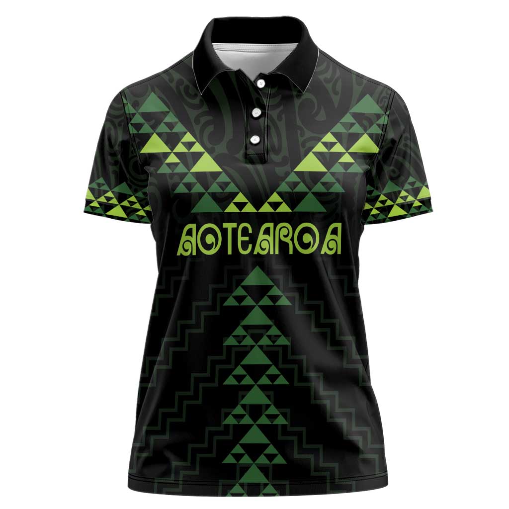 Custom New Zealand Maori Koru Koiri Motif Women Polo Shirt LT9 Female Green - Polynesian Pride