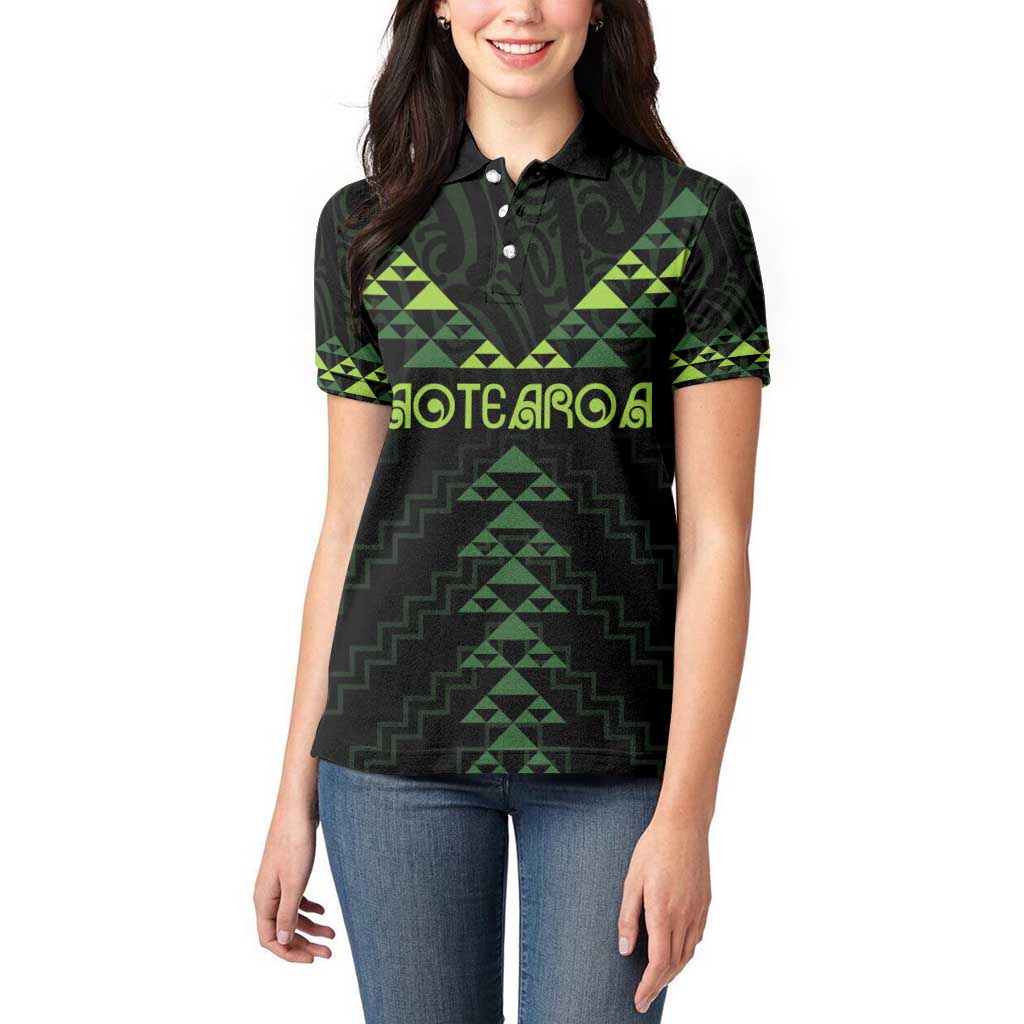 Custom New Zealand Maori Koru Koiri Motif Women Polo Shirt LT9 - Polynesian Pride