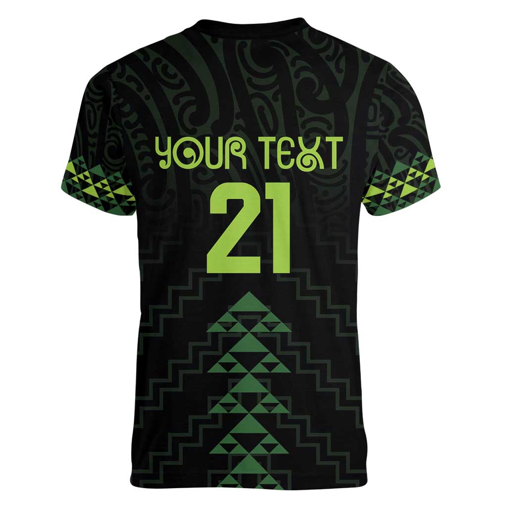 Custom New Zealand Maori Koru Koiri Motif Women V-Neck T-Shirt LT9 - Polynesian Pride