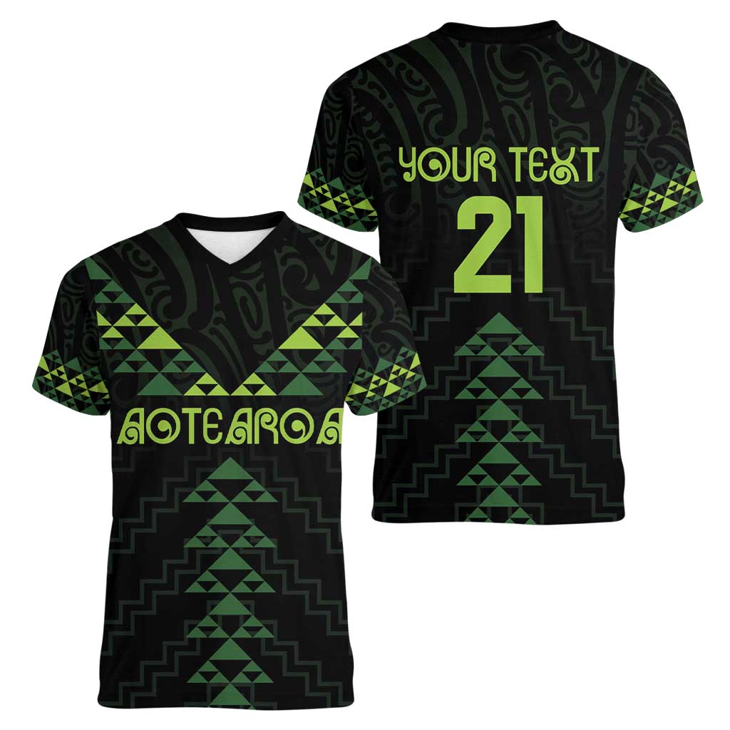 Custom New Zealand Maori Koru Koiri Motif Women V-Neck T-Shirt LT9 - Polynesian Pride