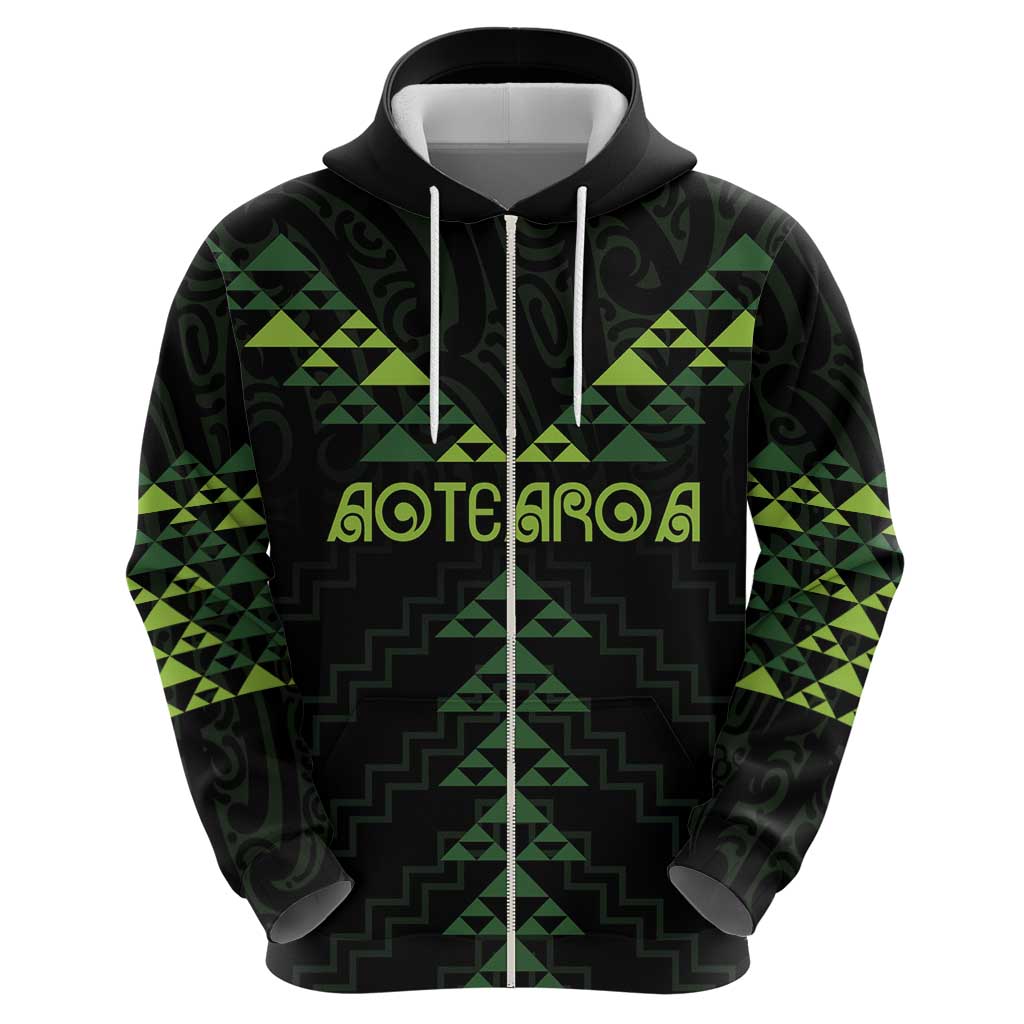 Custom New Zealand Maori Koru Koiri Motif Zip Hoodie