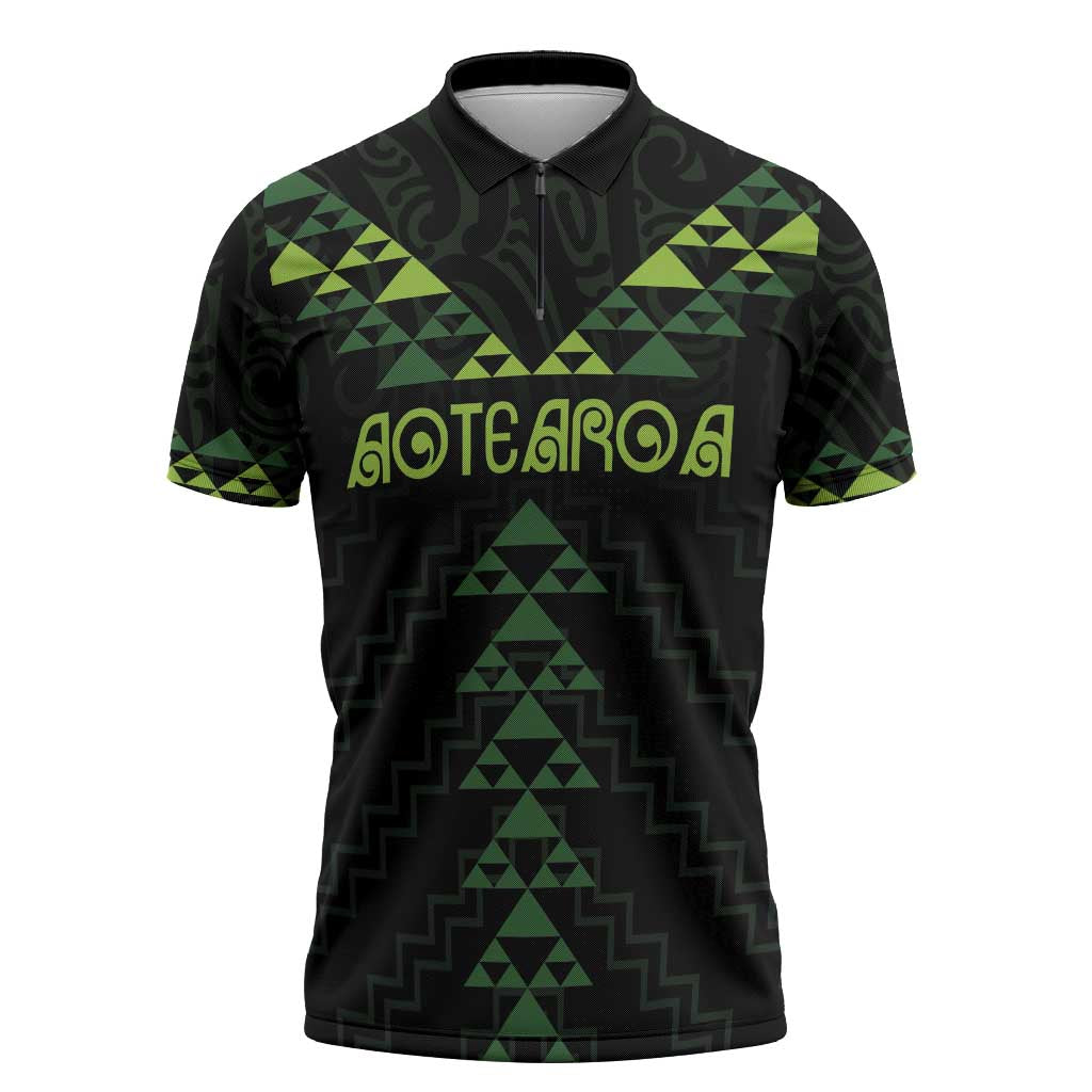 Custom New Zealand Maori Koru Koiri Motif Zipper Polo Shirt - Polynesian Pride