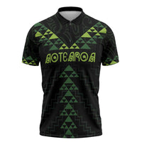 Custom New Zealand Maori Koru Koiri Motif Zipper Polo Shirt - Polynesian Pride